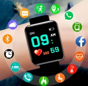 Smartwatch esportivo digital, relógio de pulso eletrônico com led, bluetooth, fitness